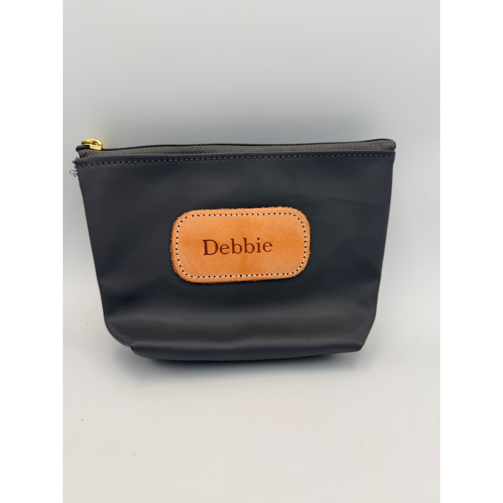 Jon Hart Debbie Personalized Charcoal Gray Nylon Zipper Pouch‎ Cosmetic Bag